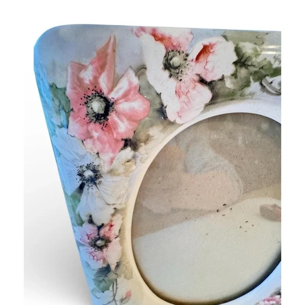 VTG Touche Ceramic Floral Picture Frame 5x7 Cottagecore Shabby‎ Chic